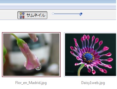 スライダ コントロールの付いた高速サムネイル表示